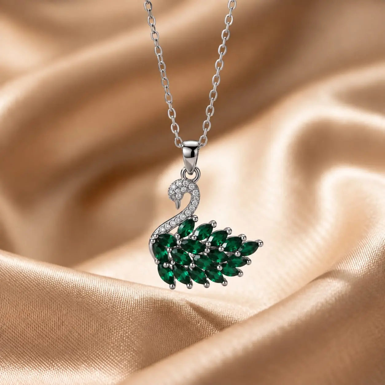 Luxury Gold-Plated Ruby and Diamond Swan Pendant Necklace | Elegant Animal Design Jewelry